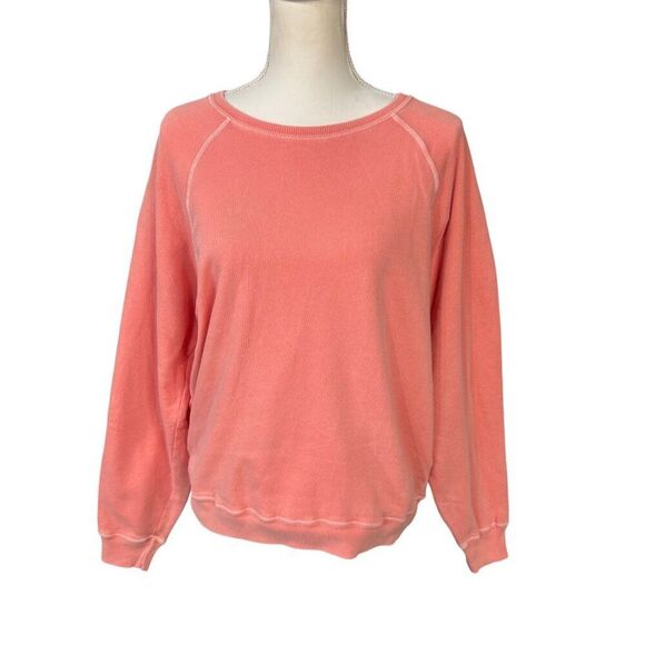 The Great Women's The College Raglan Relaxed Crew Sweatshirt Coral Size 3 Large - Picture 1 of 6